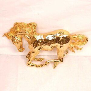 K Baumann Galloping Horse Belt Buckle Large Crystal Eye